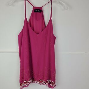 FAB' RIK Women's Pink Beaded Tank Top‎ Blouse Size Medium